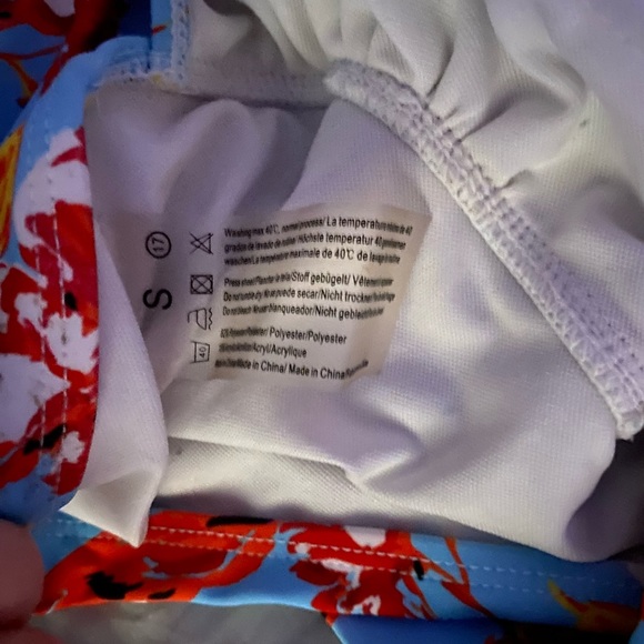 HOST PICK NWOT Sexy Blue Floral One-piece Open Chest Drawstring Swimsuit - Picture 4 of 11